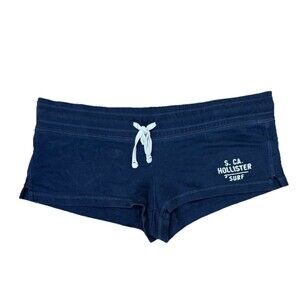 VTG Y2K 2000's Hollister Micro Mini Sweat Shorts M Navy Blue Cotton Preppy